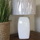 OBLONG WHITE LAMP WITH LINEN SHADE